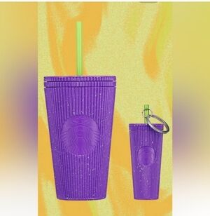 Starbucks Halloween Glow In The Dark Purple Tumbler Keychain